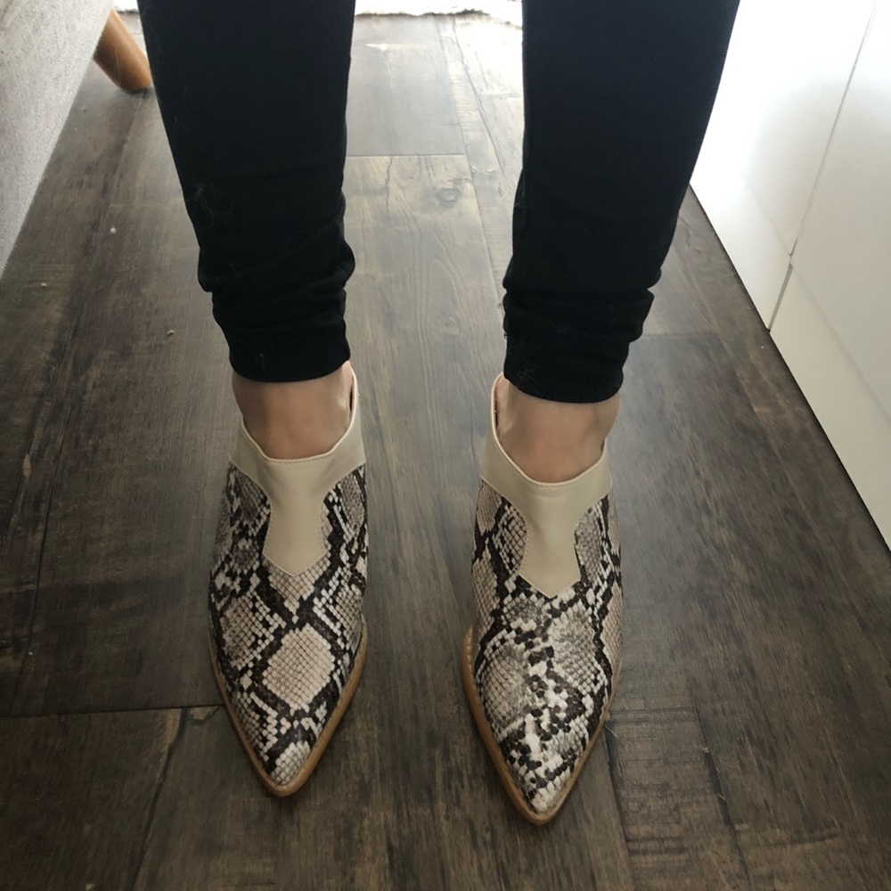Snakeskin mule size 7